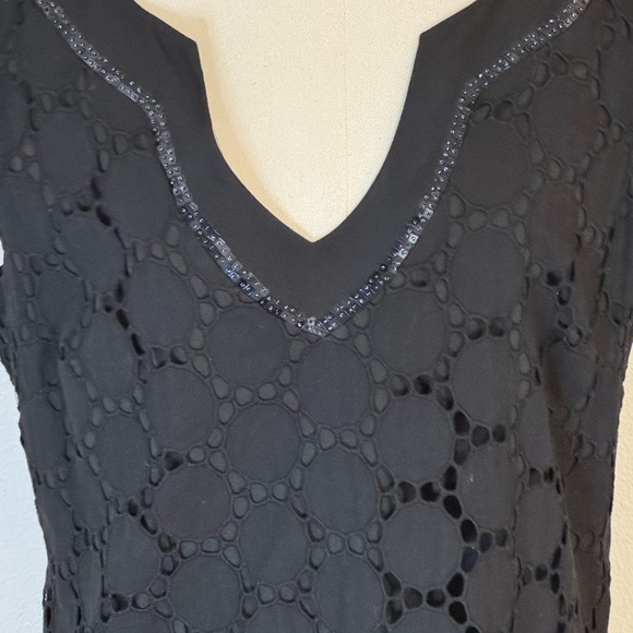 HALE BOB‎ Cabana Black Eyelet Sequins Summer Beach Vacation Party Size L Mini - Picture 3 of 8